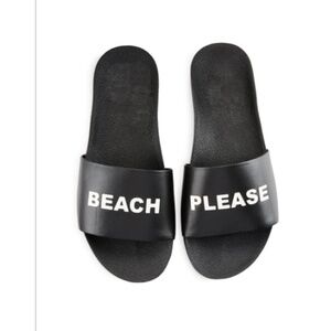 Schutz X Bergdorf Goodman Beach Please leather slides size 7.5